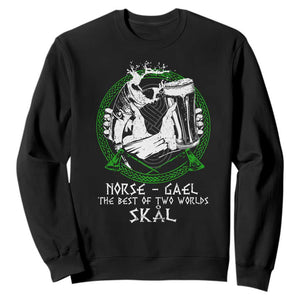 Funny Norse Gael The Best Of Two Worlds Skal Sweatshirt Irish Viking Beer TS11 Black Print Your Wear
