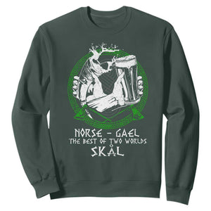 Funny Norse Gael The Best Of Two Worlds Skal Sweatshirt Irish Viking Beer TS11 Dark Forest Green Print Your Wear