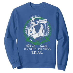 Funny Norse Gael The Best Of Two Worlds Skal Sweatshirt Irish Viking Beer TS11 Royal Blue Print Your Wear