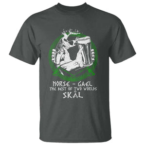 Funny Norse Gael The Best Of Two Worlds Skal T Shirt Irish Viking Beer TS11 Dark Heather Print Your Wear
