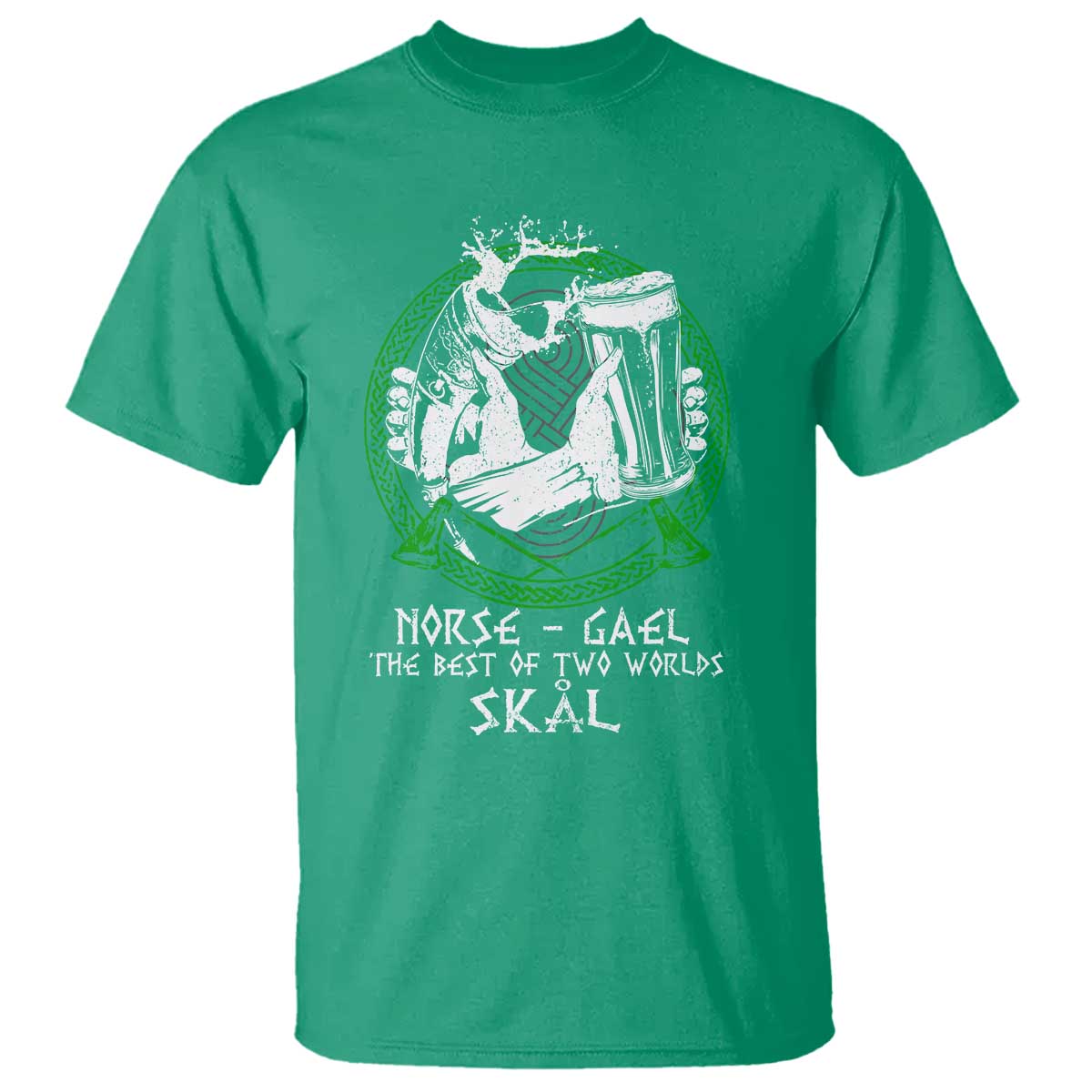 Funny Norse Gael T Shirt - The Best Of Two Worlds Skal Irish Viking Beer Heritage Humor Tee TS11 Irish Green Print Your Wear