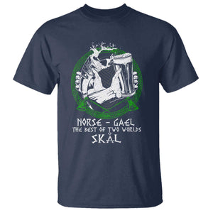 Funny Norse Gael T Shirt - The Best Of Two Worlds Skal Irish Viking Beer Heritage Humor Tee TS11 Navy Print Your Wear