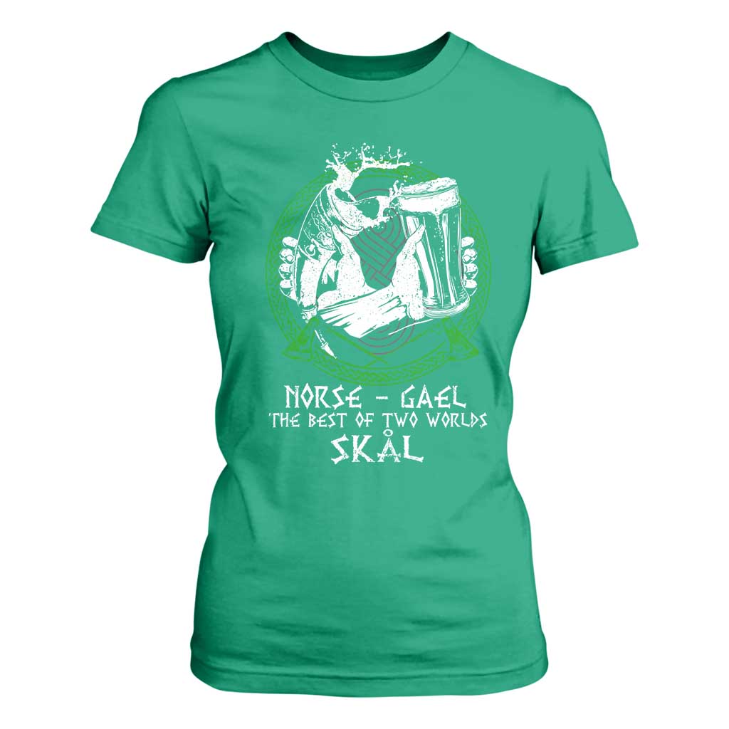 Funny Norse Gael The Best Of Two Worlds Skal T Shirt For Women Irish Viking Beer TS11 Irish Green Print Your Wear