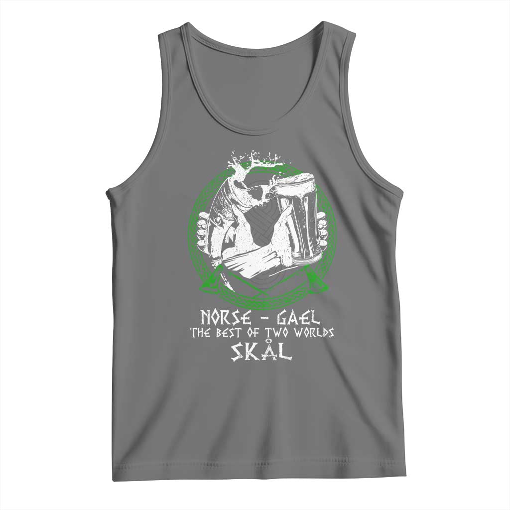 Funny Norse Gael The Best Of Two Worlds Skal Tank Top Irish Viking Beer TS11 Black Heather Print Your Wear