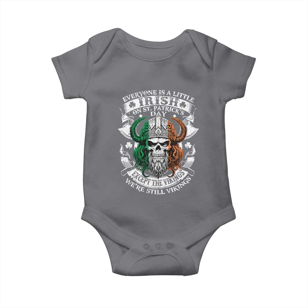 Funny Irish Viking Baby Onesie Everyone Is A Little Irish On St Patrick's Day TS11 Charcoal Print Your Wear