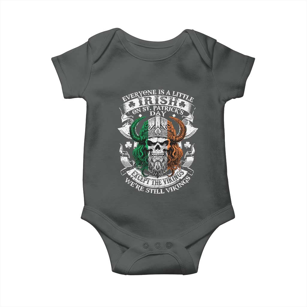 Funny Irish Viking Baby Onesie Everyone Is A Little Irish On St Patrick's Day TS11 Dark Heather Print Your Wear