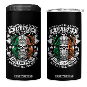 Funny Irish Viking 4 in 1 Can Cooler Tumbler Everyone Is A Little Irish On St Patrick's Day TS11 One Size: 16 oz Black Print Your Wear