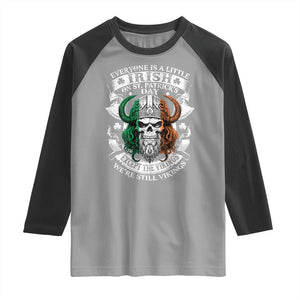 Funny Irish Viking Raglan Shirt Everyone Is A Little Irish On St Patrick's Day TS11 Sport Gray Black Print Your Wear