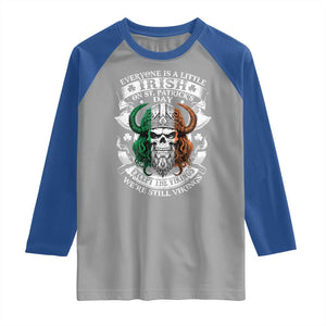 Funny Irish Viking Raglan Shirt Everyone Is A Little Irish On St Patrick's Day TS11 Sport Gray Royal Print Your Wear