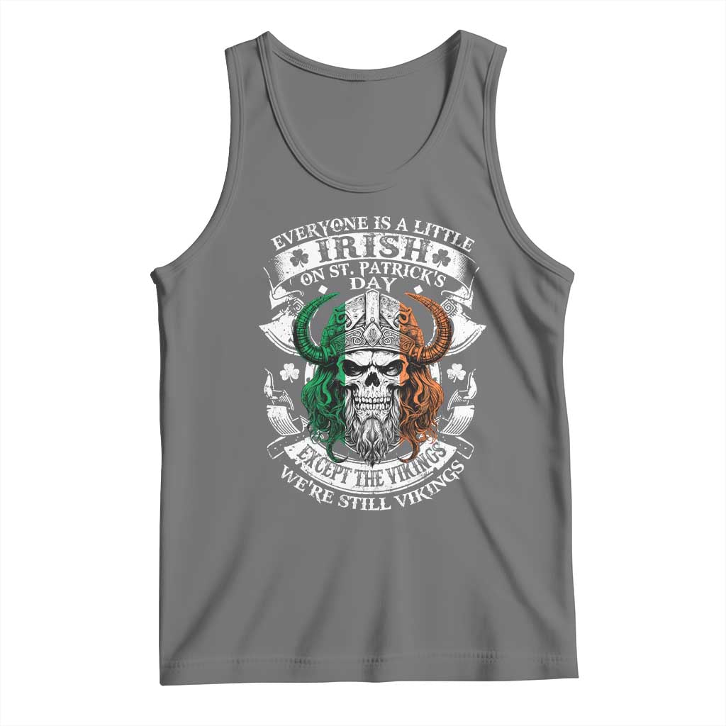 Funny Irish Viking Tank Top Everyone Is A Little Irish On St Patrick's Day TS11 Black Heather Print Your Wear