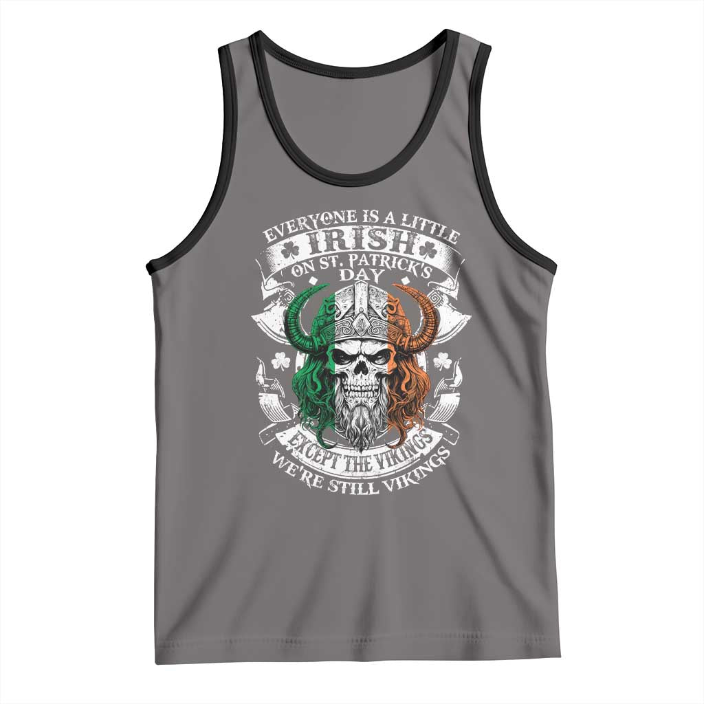 Funny Irish Viking Tank Top Everyone Is A Little Irish On St Patrick's Day TS11 Deep Heather Black Print Your Wear