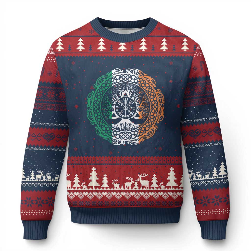 Norse Gaels Viking Yggdrasil Awe Tree Ugly Christmas Sweater Irish St Patricks Day TS11 Navy Red Print Your Wear