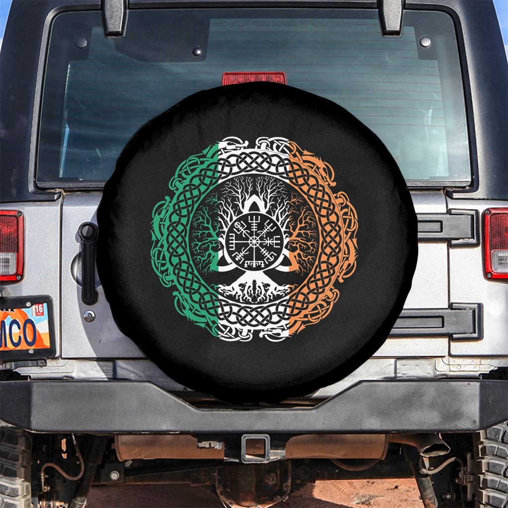 Norse Gaels Viking Yggdrasil Awe Tree Spare Tire Cover Irish St Patricks Day TS11 No hole Black Print Your Wear