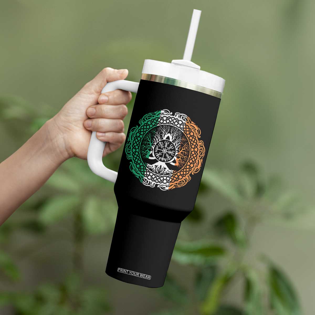 Norse Gaels Viking Yggdrasil Awe Tree Tumbler With Handle Irish St Patricks Day TS11 Print Your Wear