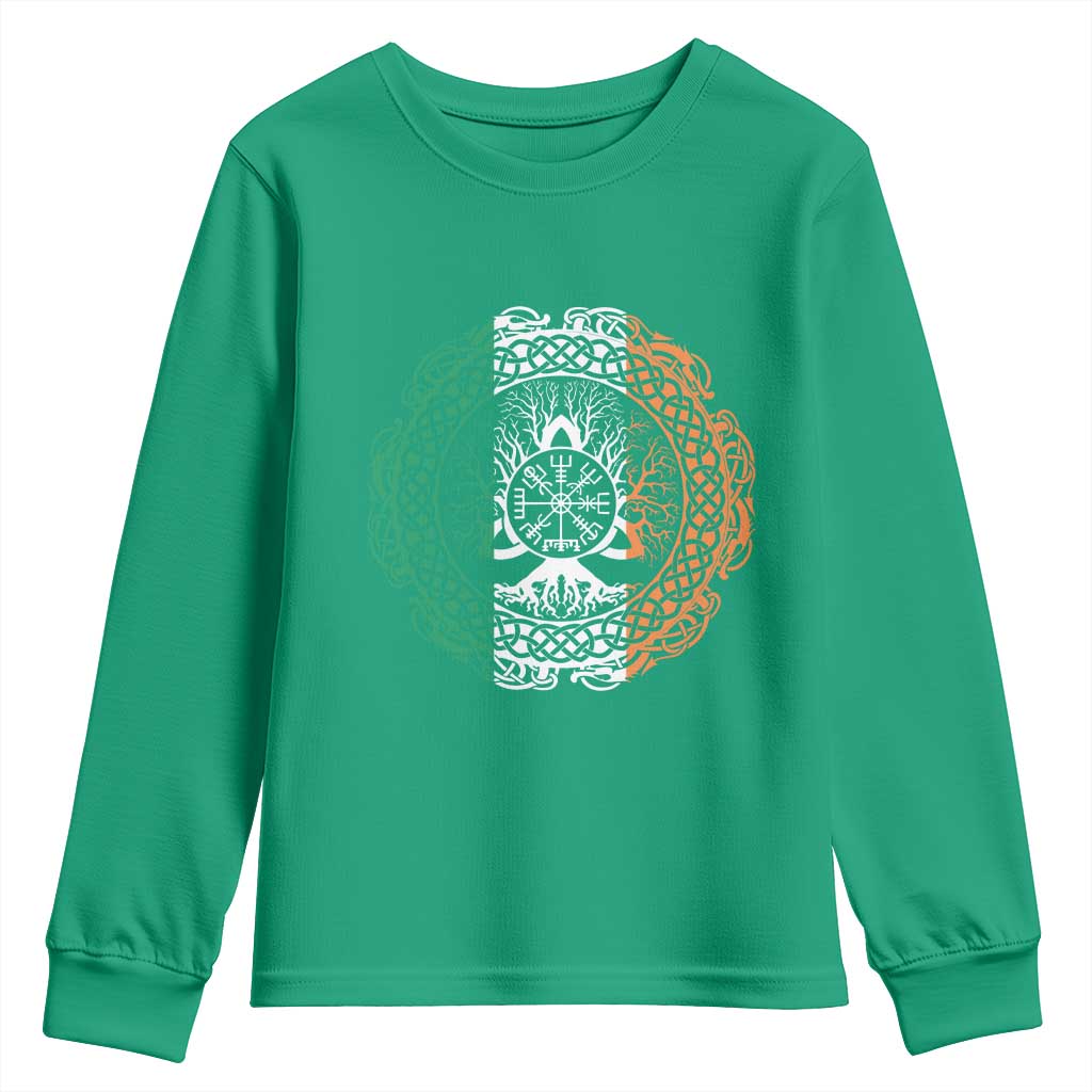 Norse Gaels Viking Yggdrasil Awe Tree Youth Sweatshirt Irish St Patricks Day TS11 Irish Green Print Your Wear