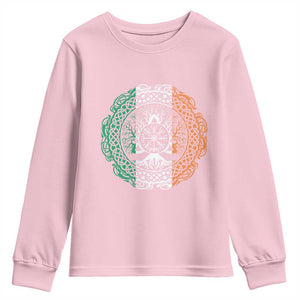 Norse Gaels Viking Yggdrasil Awe Tree Youth Sweatshirt Irish St Patricks Day TS11 Light Pink Print Your Wear
