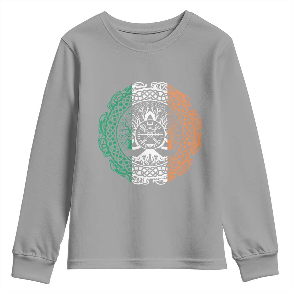 Norse Gaels Viking Yggdrasil Awe Tree Youth Sweatshirt Irish St Patricks Day TS11 Sport Gray Print Your Wear