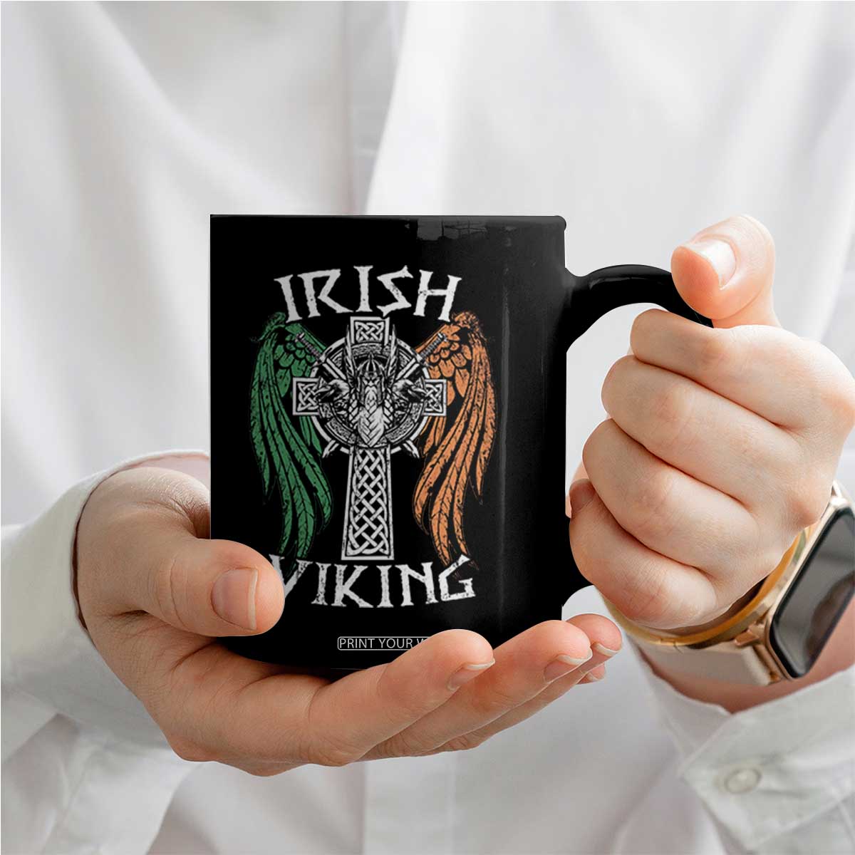 Irish Viking Coffee Mug Vintage Shamrock Celtic Viking Skull TS11 Print Your Wear