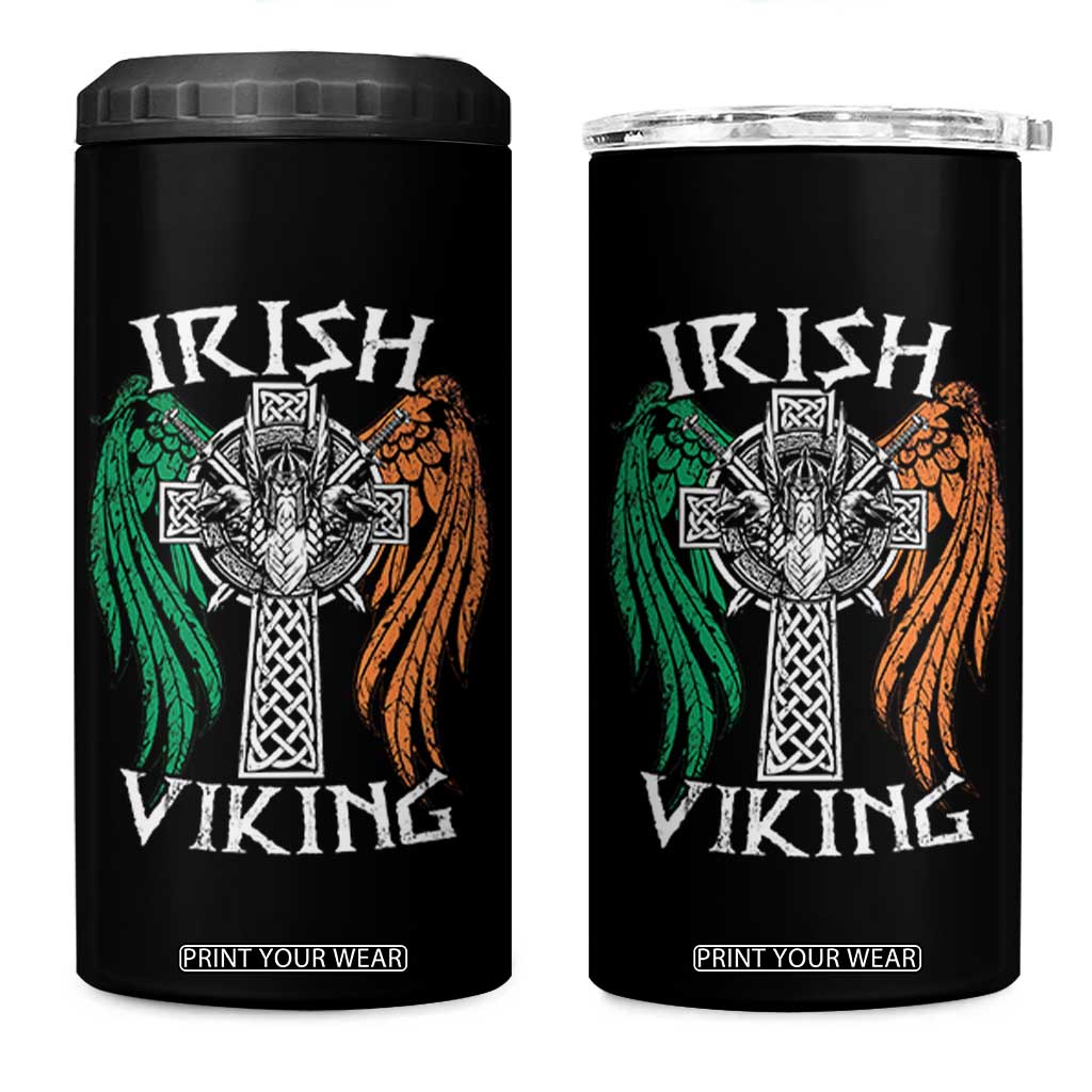 Irish Viking 4 in 1 Can Cooler Tumbler Vintage Shamrock Celtic Viking Skull TS11 One Size: 16 oz Black Print Your Wear