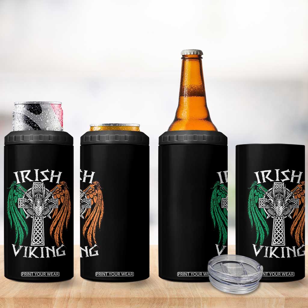Irish Viking 4 in 1 Can Cooler Tumbler Vintage Shamrock Celtic Viking Skull TS11 Print Your Wear