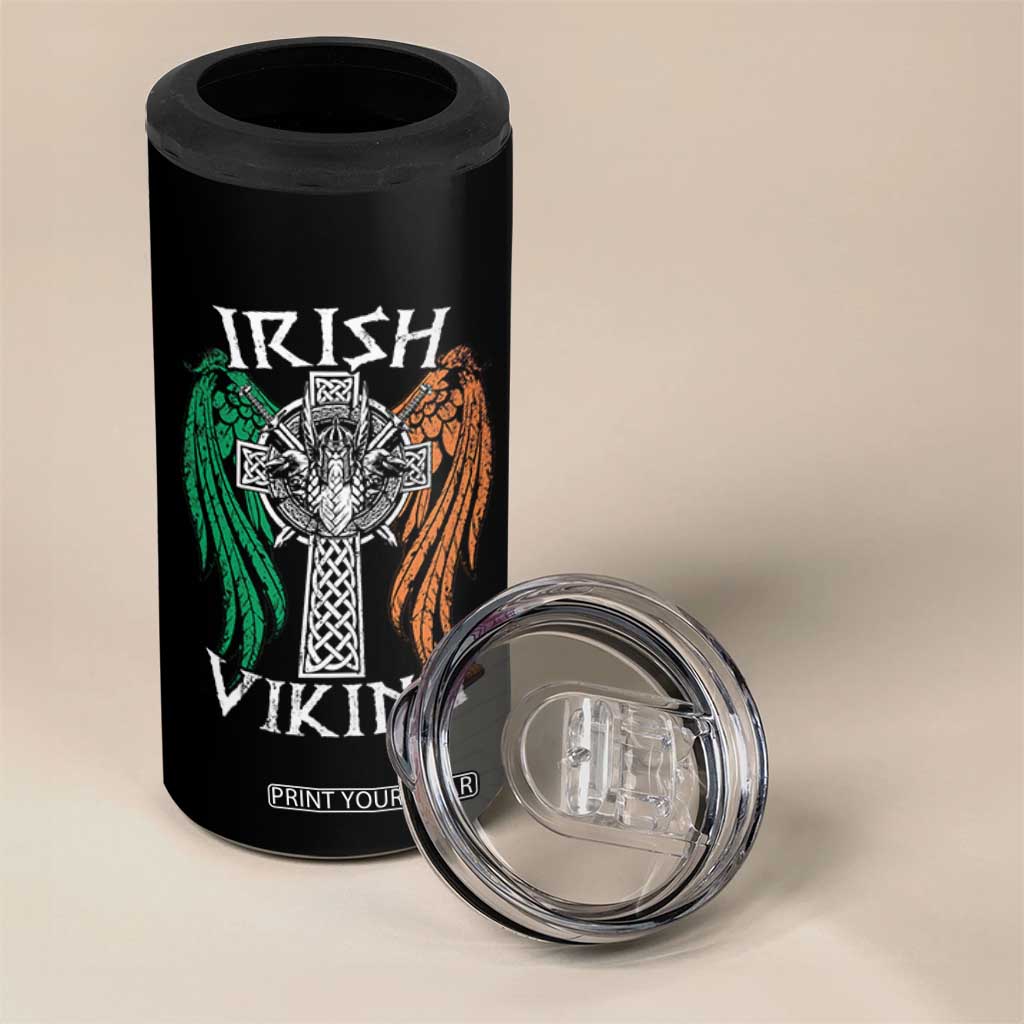 Irish Viking 4 in 1 Can Cooler Tumbler Vintage Shamrock Celtic Viking Skull TS11 Print Your Wear