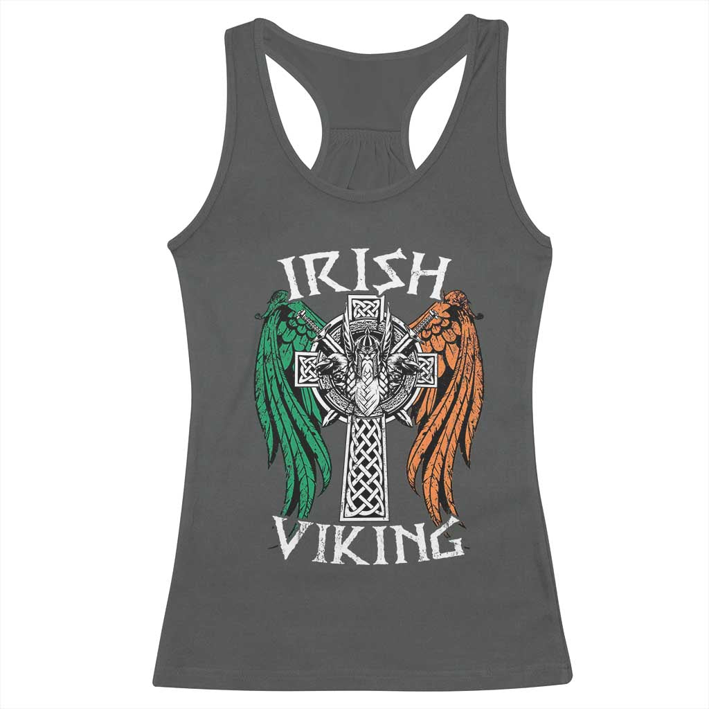 Irish Viking Racerback Tank Top Vintage Shamrock Celtic Viking Skull TS11 Dark Heather Print Your Wear