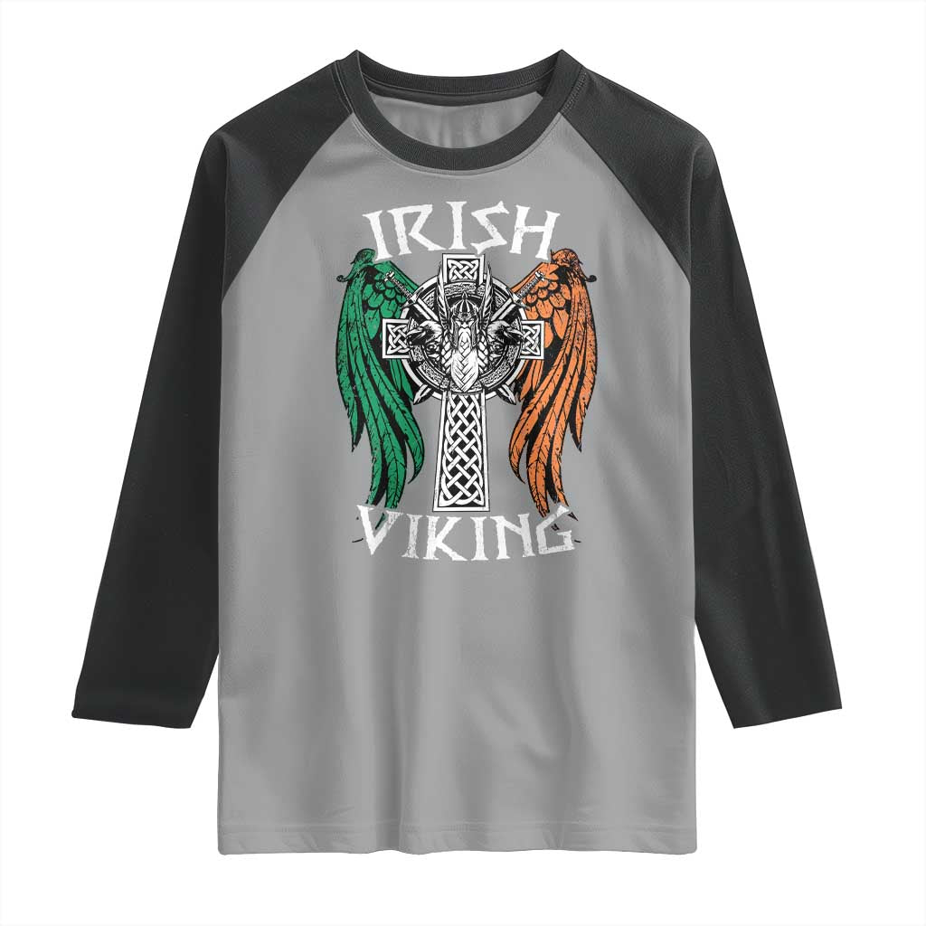 Irish Viking Raglan Shirt Vintage Shamrock Celtic Viking Skull TS11 Sport Gray Black Print Your Wear