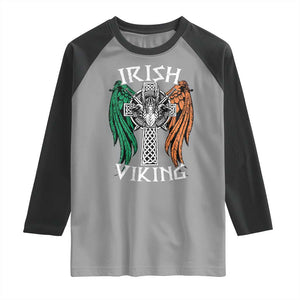 Irish Viking Raglan Shirt Vintage Shamrock Celtic Viking Skull TS11 Sport Gray Black Print Your Wear