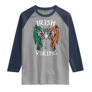 Irish Viking Raglan Shirt Vintage Shamrock Celtic Viking Skull TS11 Sport Gray Navy Print Your Wear