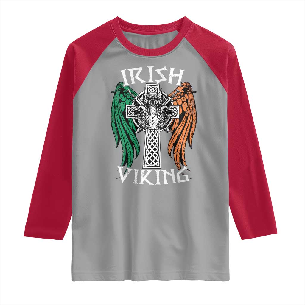 Irish Viking Raglan Shirt Vintage Shamrock Celtic Viking Skull TS11 Sport Gray Red Print Your Wear