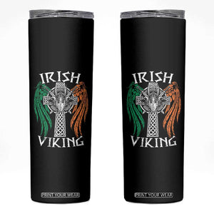 Irish Viking Skinny Tumbler Vintage Shamrock Celtic Viking Skull TS11 Black Print Your Wear