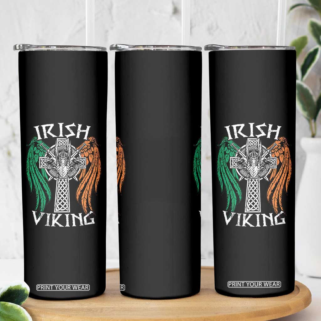Irish Viking Skinny Tumbler Vintage Shamrock Celtic Viking Skull TS11 Print Your Wear