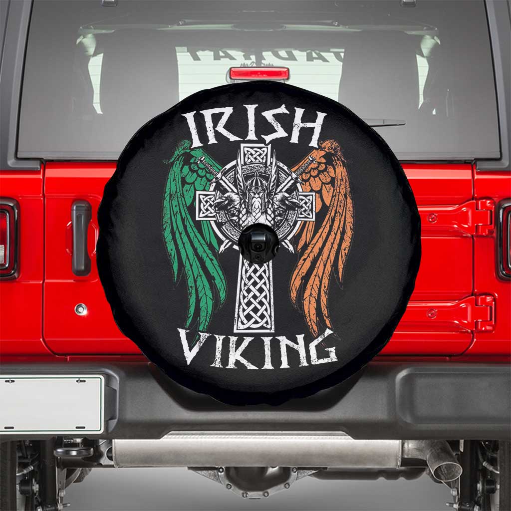 Irish Viking Spare Tire Cover Vintage Shamrock Celtic Viking Skull TS11 Black Print Your Wear