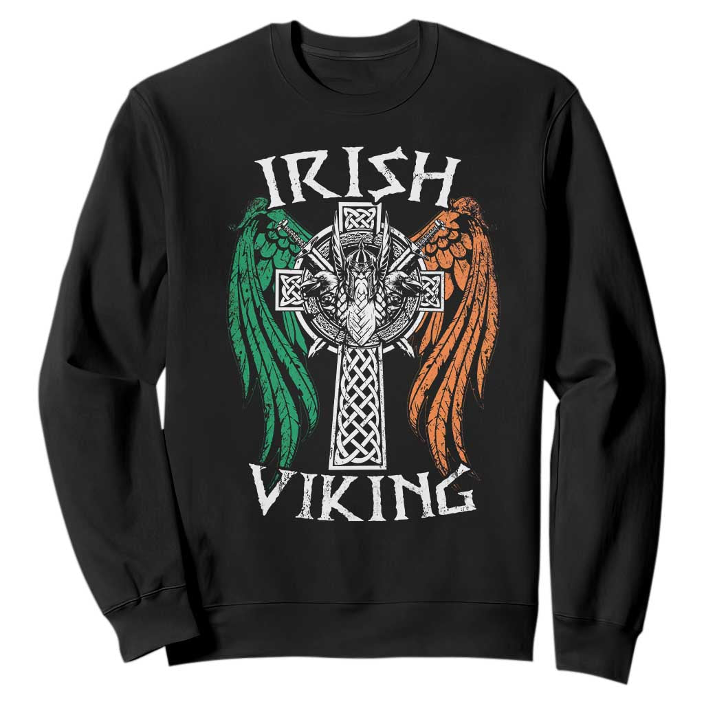 Irish Viking Sweatshirt Vintage Shamrock Celtic Viking Skull TS11 Black Print Your Wear