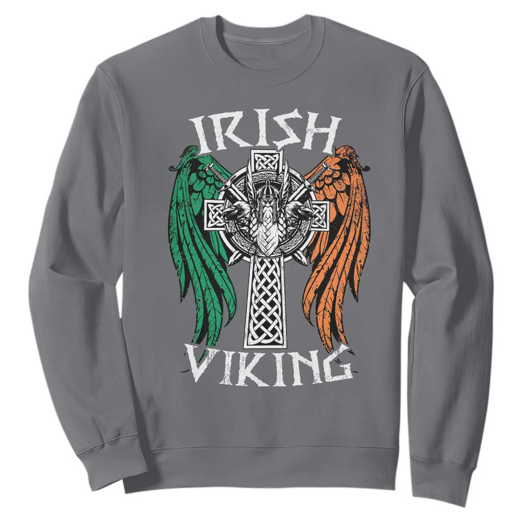 Irish Viking Sweatshirt Vintage Shamrock Celtic Viking Skull TS11 Charcoal Print Your Wear