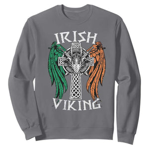 Irish Viking Sweatshirt Vintage Shamrock Celtic Viking Skull TS11 Charcoal Print Your Wear