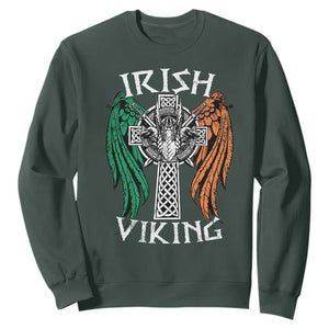 Irish Viking Sweatshirt Vintage Shamrock Celtic Viking Skull TS11 Dark Forest Green Print Your Wear