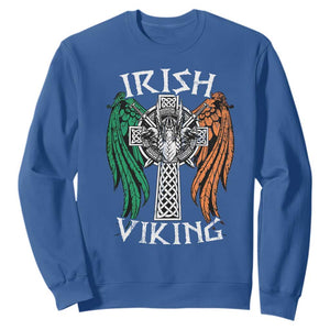 Irish Viking Sweatshirt Vintage Shamrock Celtic Viking Skull TS11 Royal Blue Print Your Wear