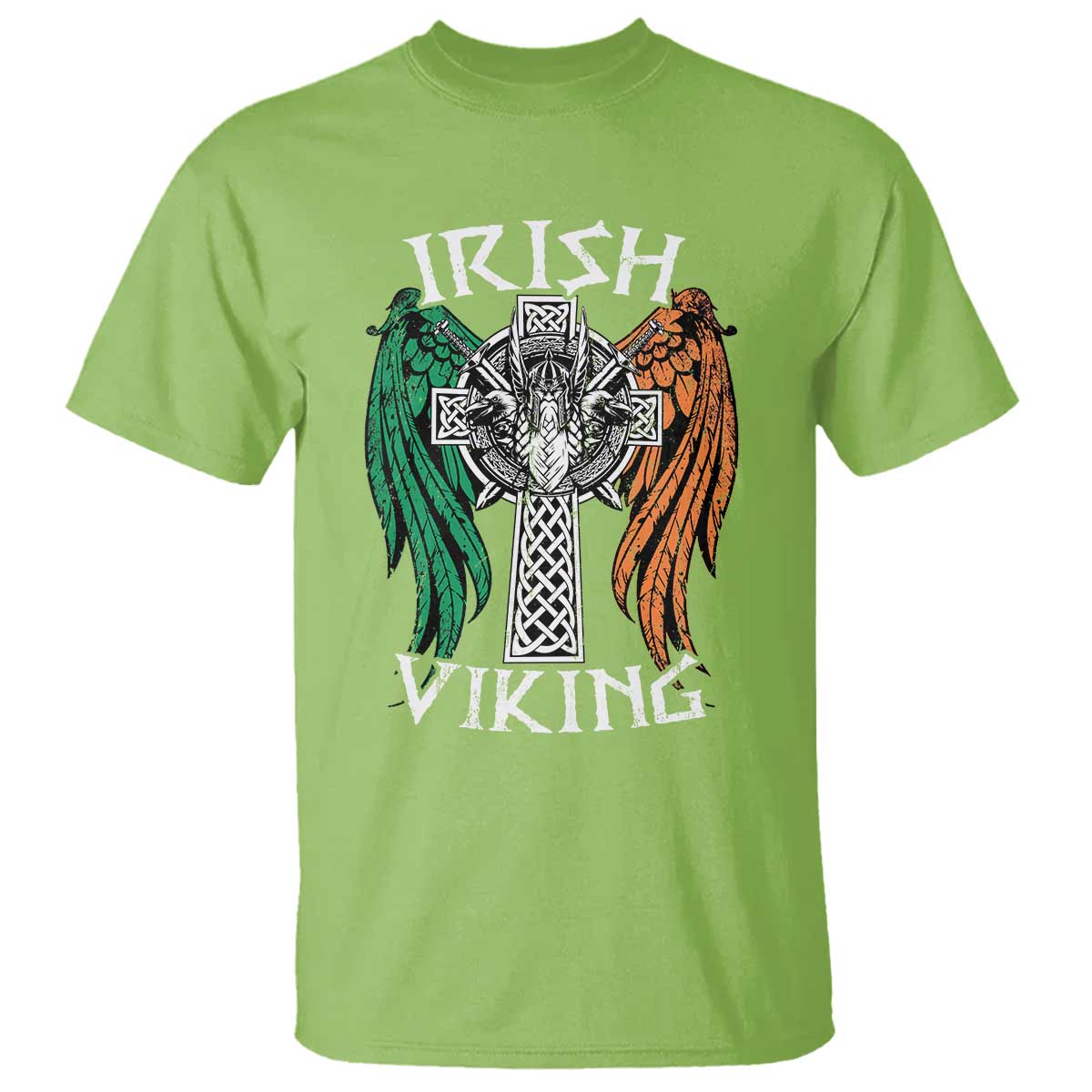 Irish Viking T Shirt Vintage Shamrock Celtic Viking Skull TS11 Lime Print Your Wear