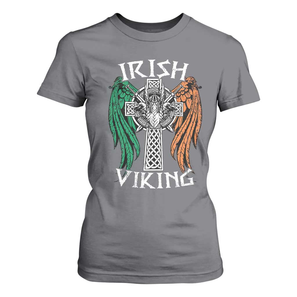 Irish Viking T Shirt For Women Vintage Shamrock Celtic Viking Skull TS11 Charcoal Print Your Wear