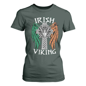 Irish Viking T Shirt For Women Vintage Shamrock Celtic Viking Skull TS11 Dark Forest Green Print Your Wear