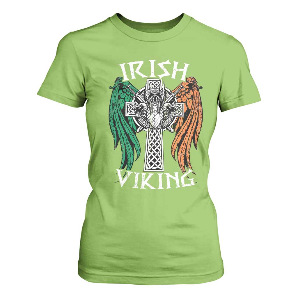 Irish Viking T Shirt For Women Vintage Shamrock Celtic Viking Skull TS11 Lime Print Your Wear