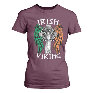 Irish Viking T Shirt For Women Vintage Shamrock Celtic Viking Skull TS11 Maroon Print Your Wear