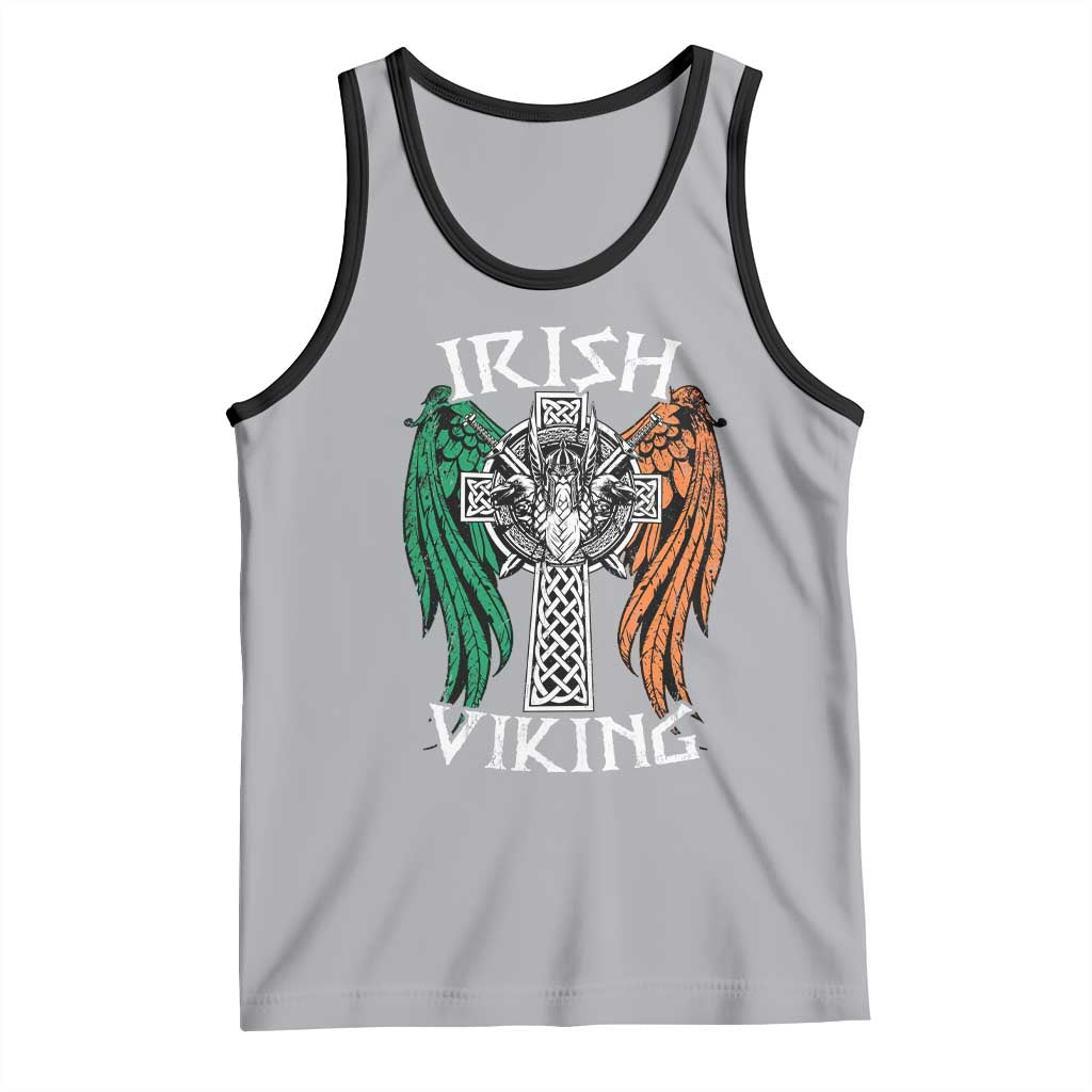 Irish Viking Tank Top Vintage Shamrock Celtic Viking Skull TS11 Athletic Heather Black Print Your Wear
