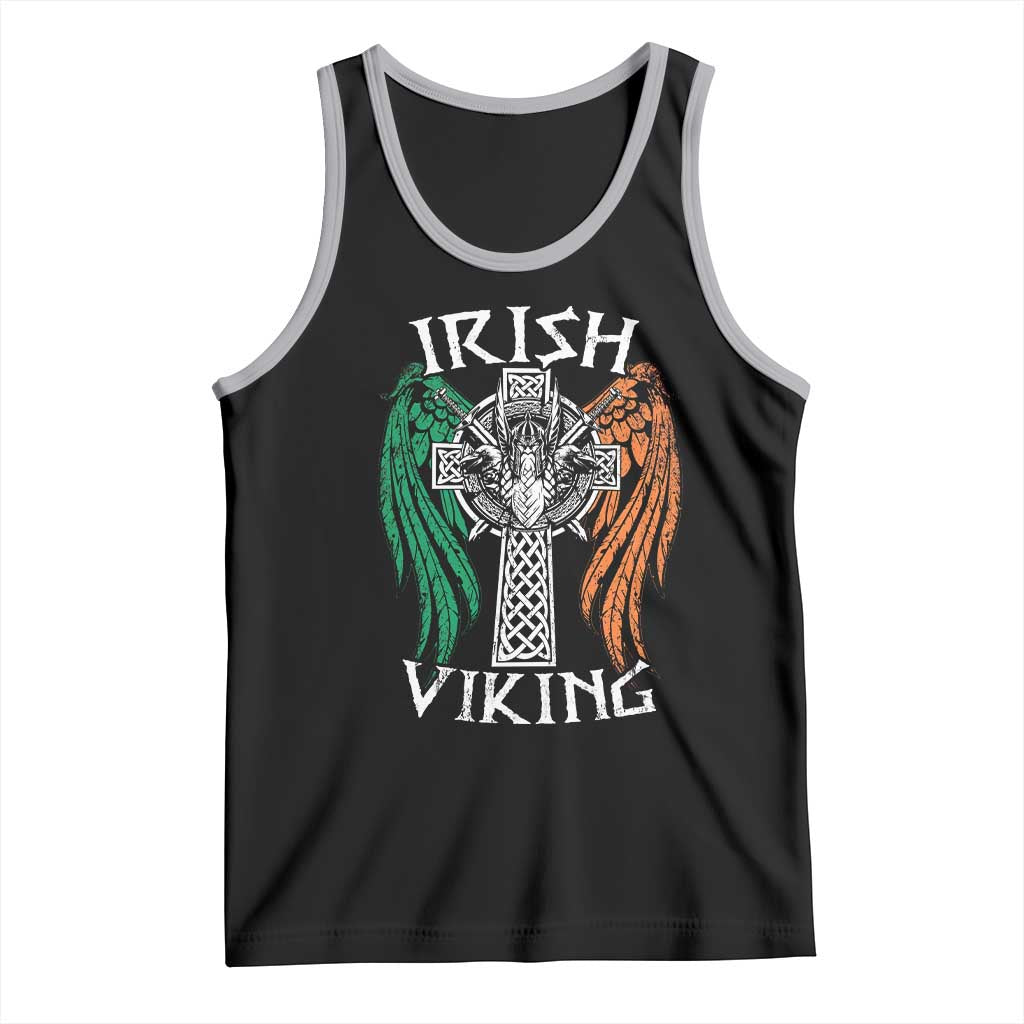 Irish Viking Tank Top Vintage Shamrock Celtic Viking Skull TS11 Black Athletic Heather Print Your Wear