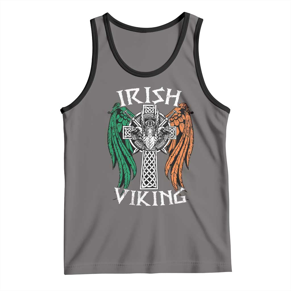 Irish Viking Tank Top Vintage Shamrock Celtic Viking Skull TS11 Deep Heather Black Print Your Wear
