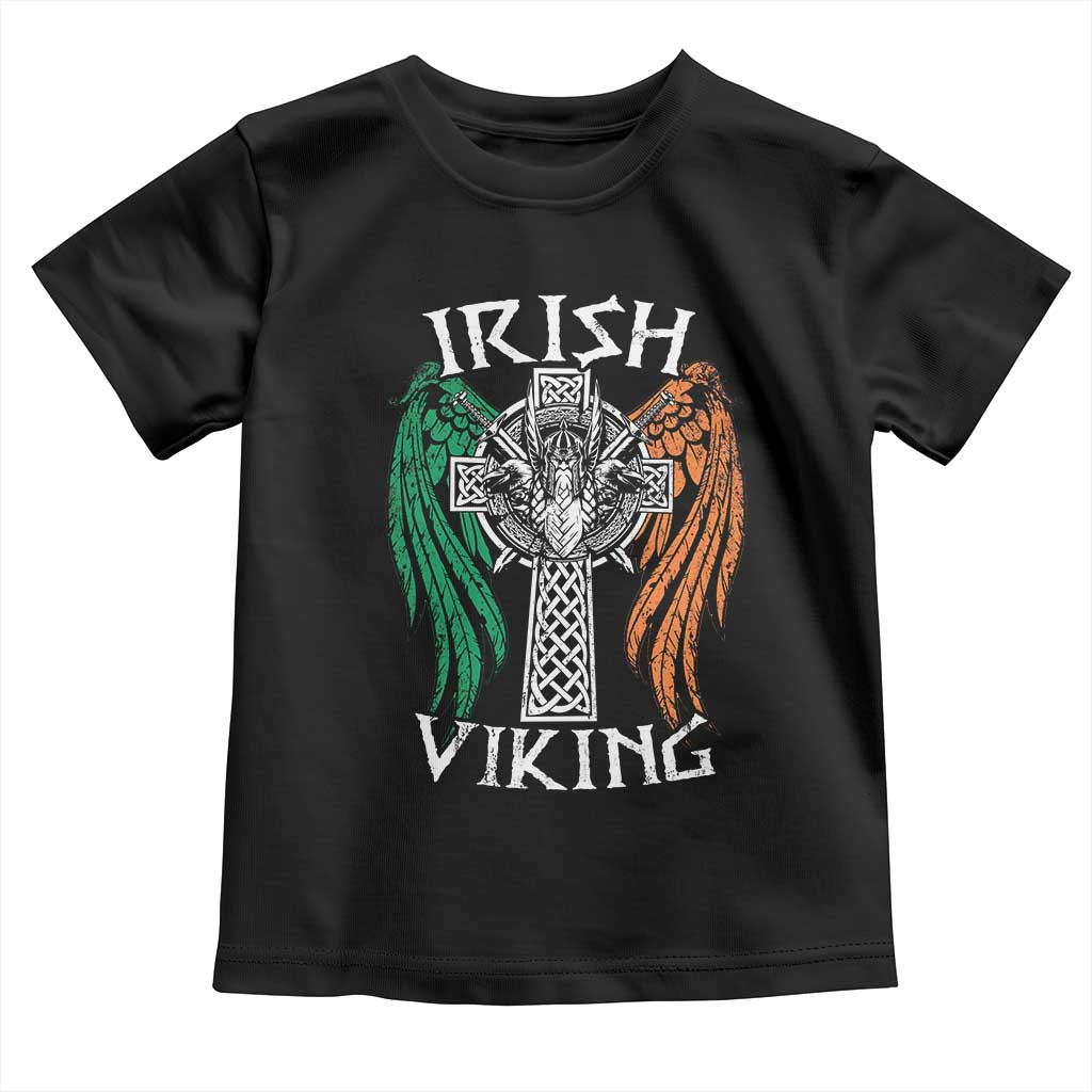 Irish Viking Toddler T Shirt Vintage Shamrock Celtic Viking Skull TS11 Black Print Your Wear