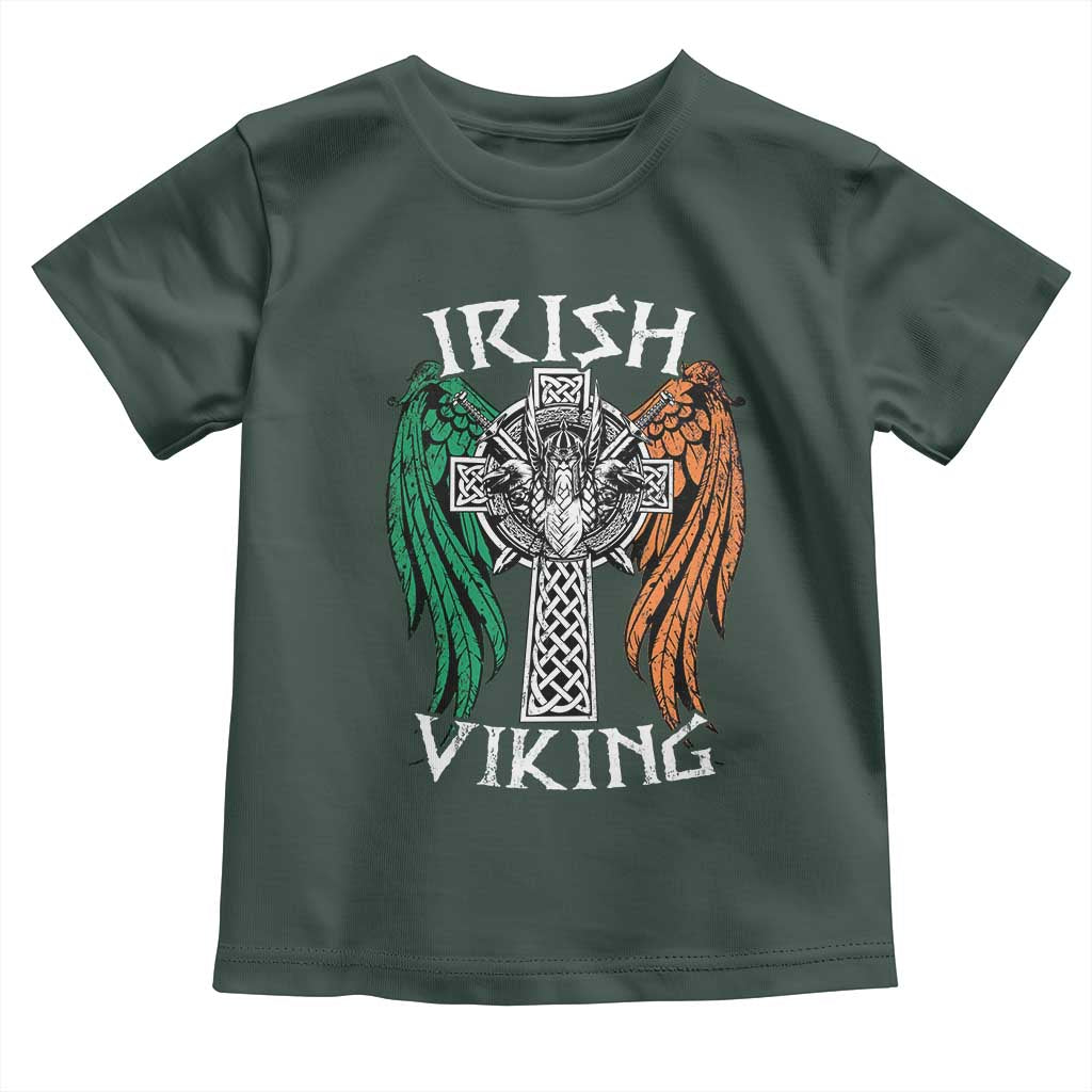 Irish Viking Toddler T Shirt Vintage Shamrock Celtic Viking Skull TS11 Dark Forest Green Print Your Wear