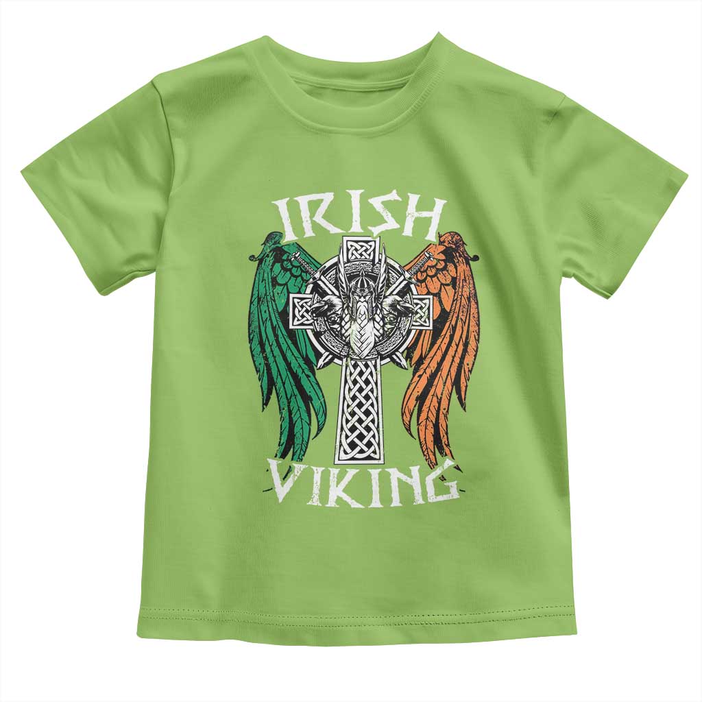 Irish Viking Toddler T Shirt Vintage Shamrock Celtic Viking Skull TS11 Lime Print Your Wear