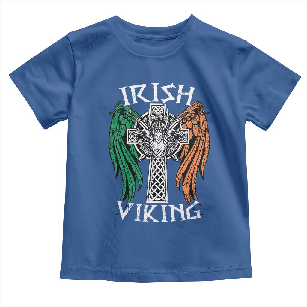 Irish Viking Toddler T Shirt Vintage Shamrock Celtic Viking Skull TS11 Royal Blue Print Your Wear